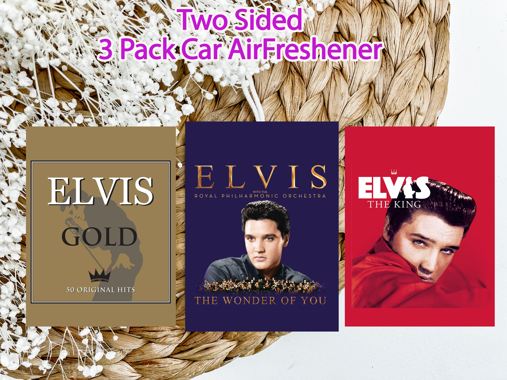 Two Sided 3 Pack Car Air Freshener Elvis