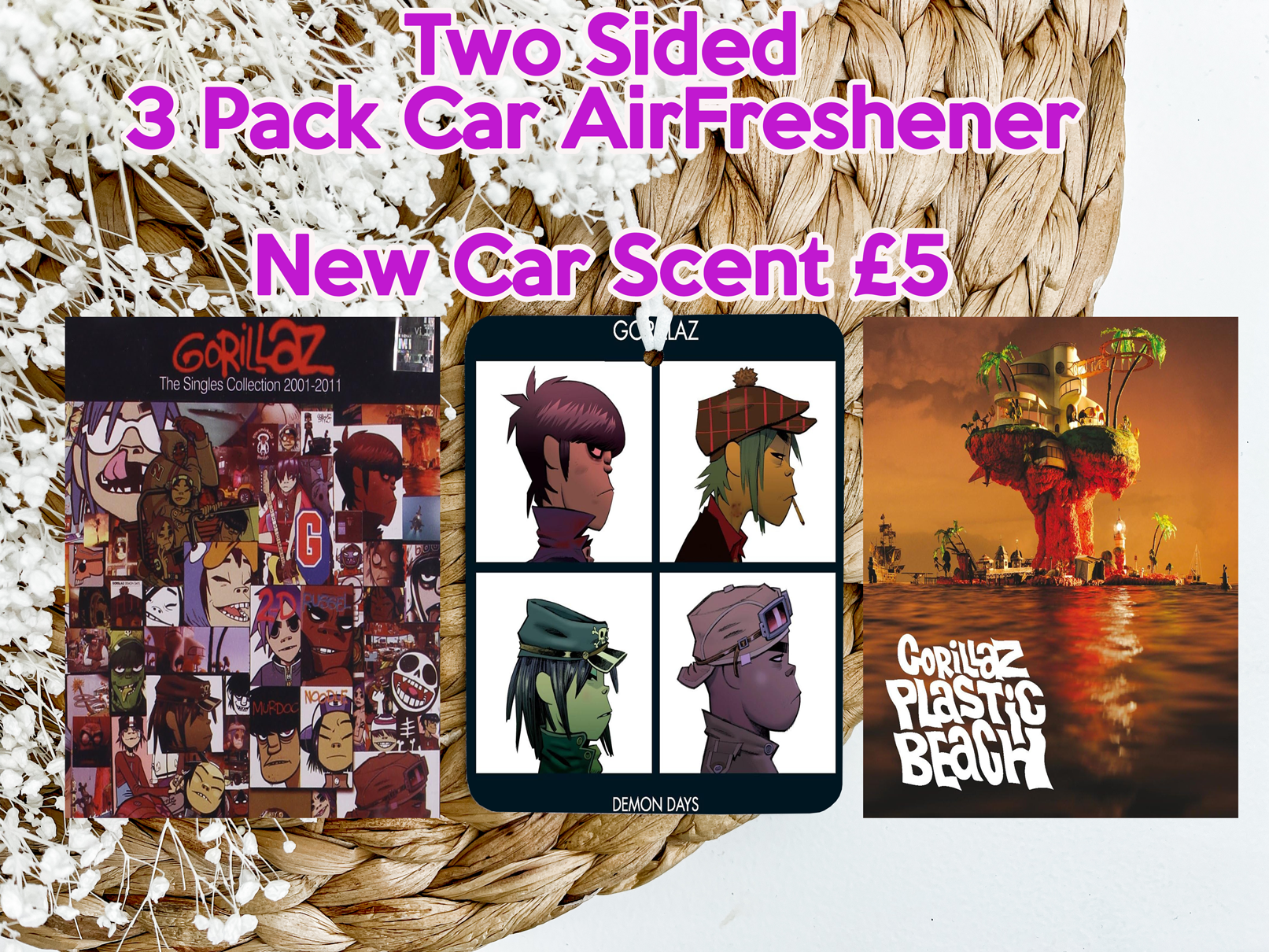 Gorillaz Inspired Car Air Freshener – 3 Pack