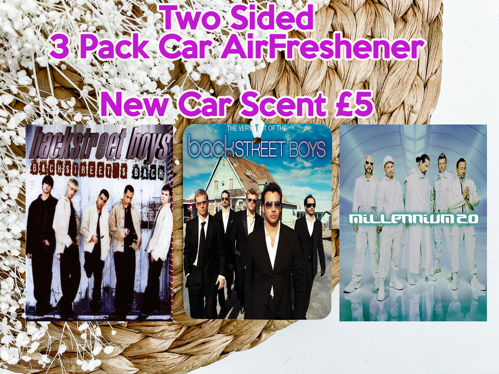 Backstreet Boys Inspired Two-Sided 3 Pack Car Air Freshener