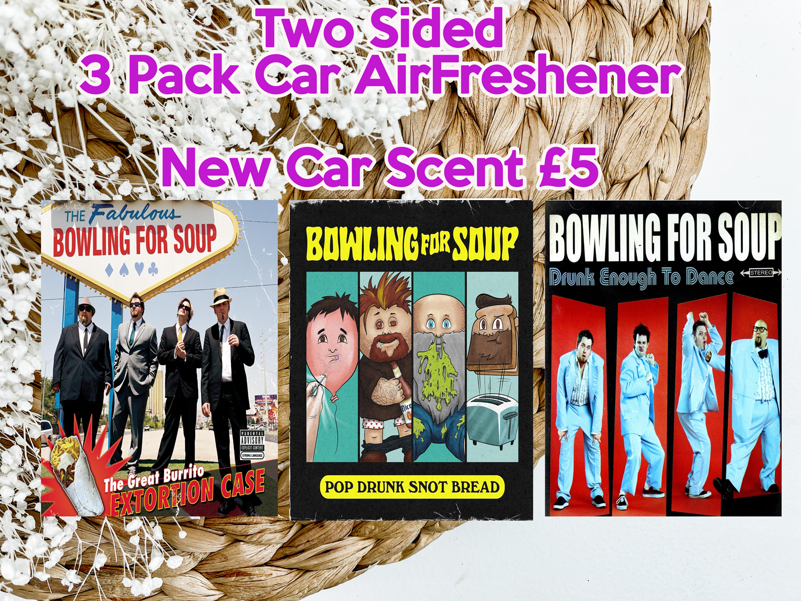 Bowling For Soup Inspired 3 Pack Car Air Fresheners – New Car Scent