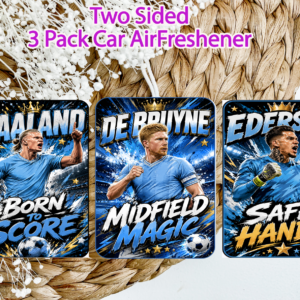 Comic Style Man City Inspired 3 Pack Car Air Freshener Set – Two Sided