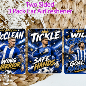 Comic Style Wigan - Inspired  Football-Inspired 3 Pack Car Air Freshener Set – Two Sided