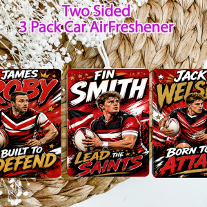 Comic Style Saints - Inspired Rugby-Inspired 3 Pack Car Air Freshener Set – Two Sided