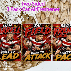 Wigan - Inspired Rugby Legends Comic-Style Car Air Freshener 3 Pack