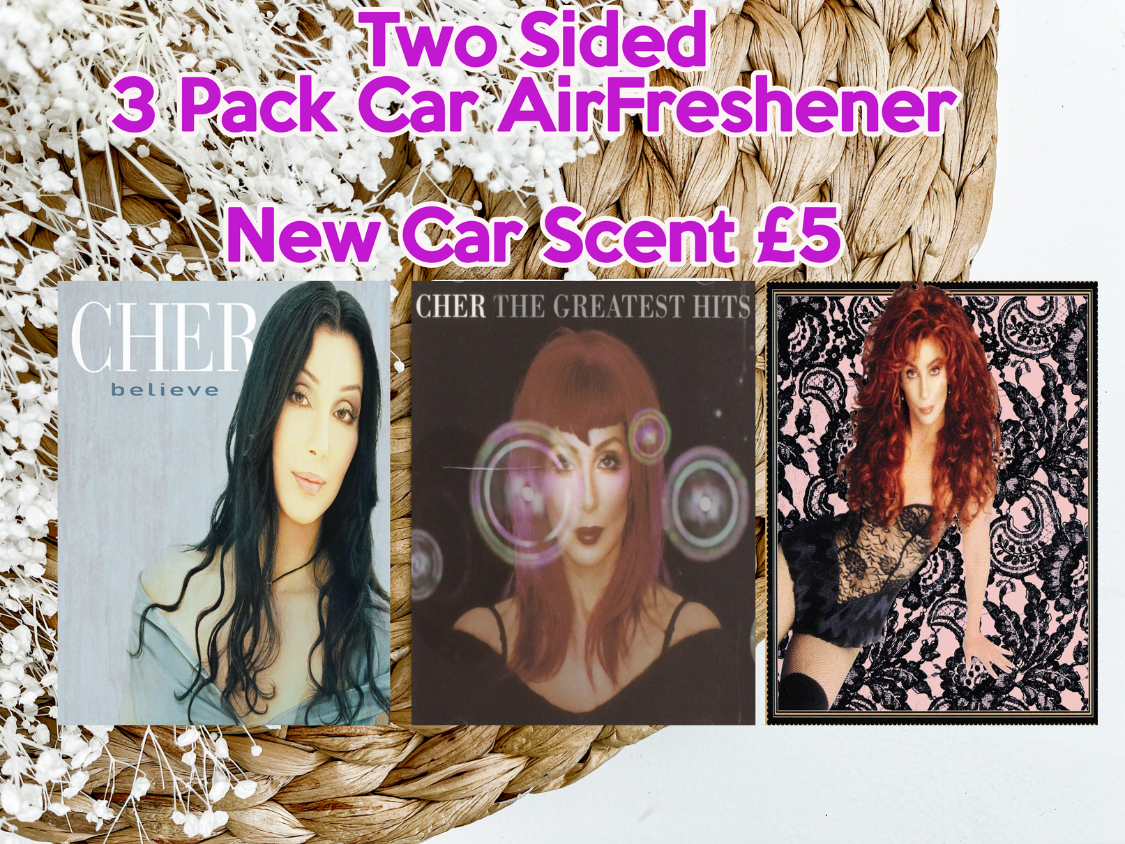 Cher Inspired 3 Pack Car Air Fresheners – New Car Scent