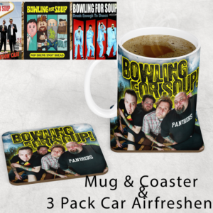 Bowling For Soup Inspired Mug & Coaster Set with 3 Pack Car Air Fresheners