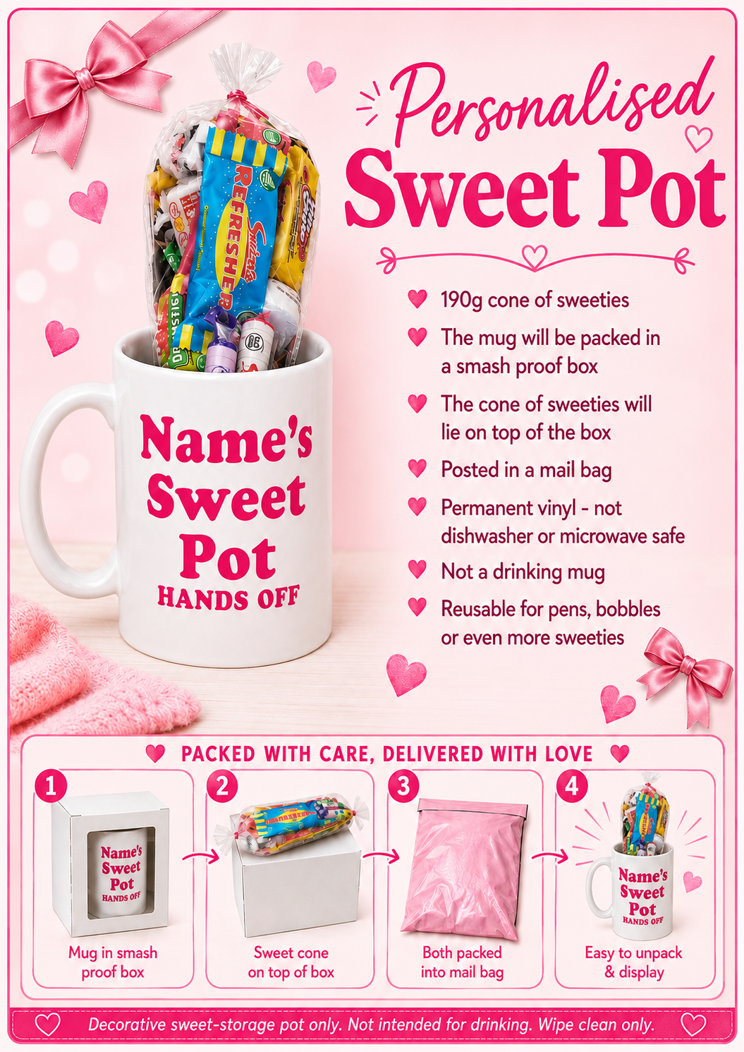 Hands Off! Personalised Sweet Stash Pot