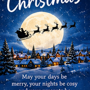Personalised 08 Merry Christmas Village Card - A5 or A4