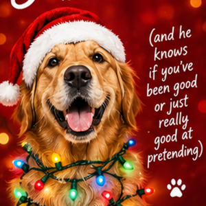 Personalised 09 Santa Paws Card - A5 or A4