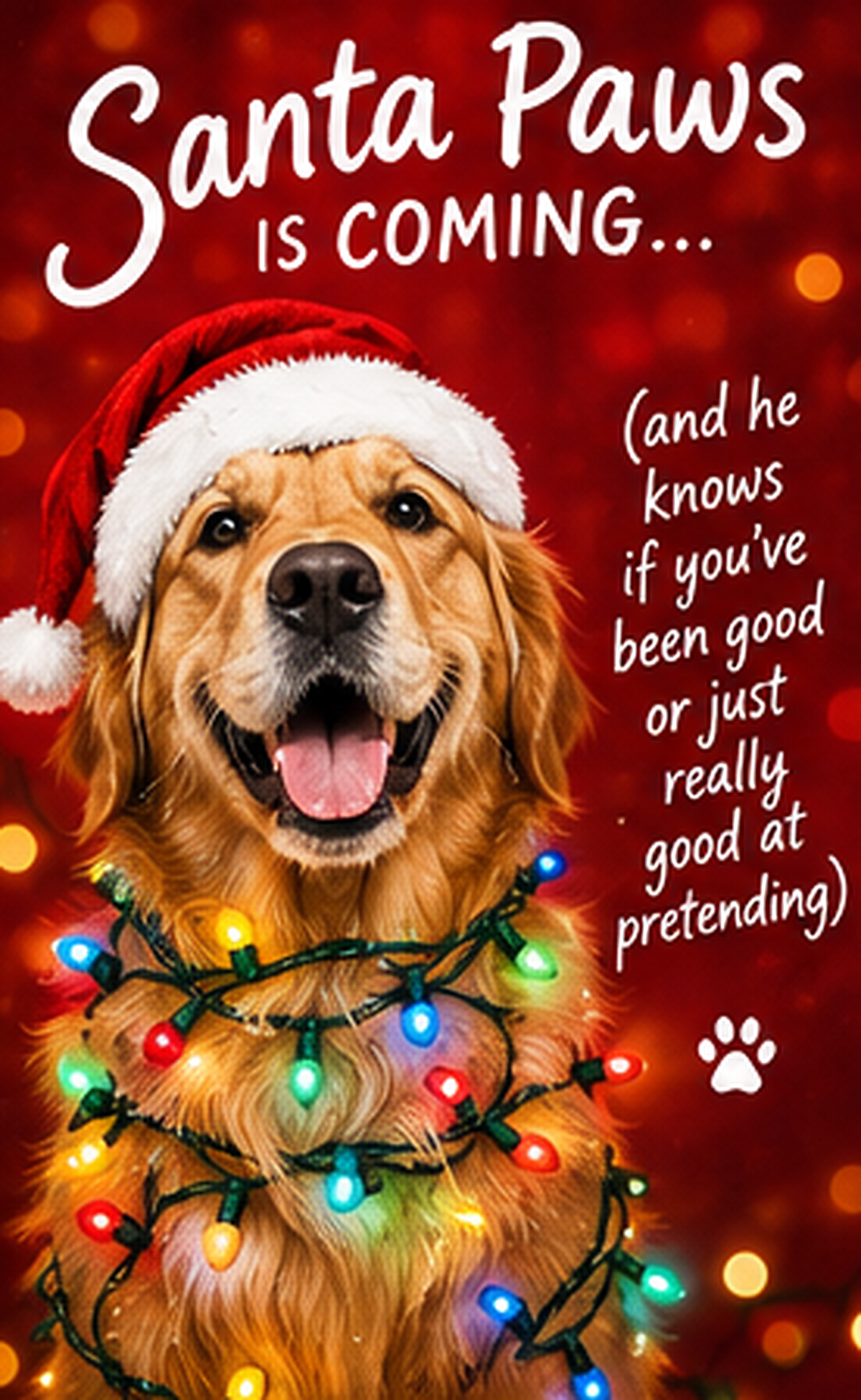 Personalised 09 Santa Paws Card - A5 or A4