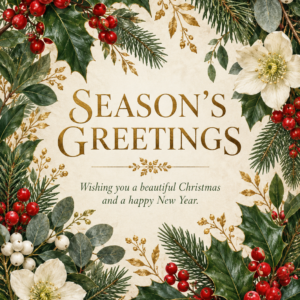 Personalised Elegant Botanical Season S Greetings Card - A5 or A4