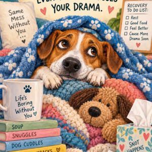 Personalised Get Well Soon Drama Pup Card - A5 or A4