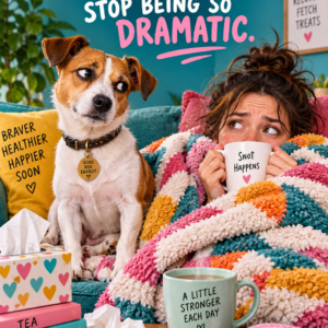 Personalised Get Well Soon. The Dog Says Stop Being So Dramatic. Card - A5 or A4