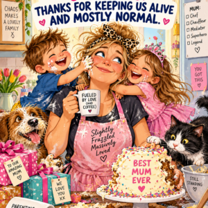 Personalised Happy Birthday Mum. Thanks For Keeping Us Alive And Mostly Normal. Card - A5 or A4