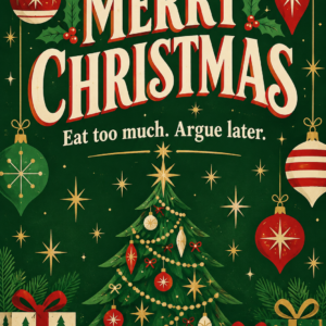 Personalised Merry Christmas Retro Holiday Poster Card - A5 or A4