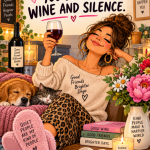 Personalised Thank You. You Deserve Wine And Silence. Card - A5 or A4
