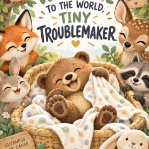 Personalised Tiny Troublemaker Woodland Welcome Card - A5 or A4