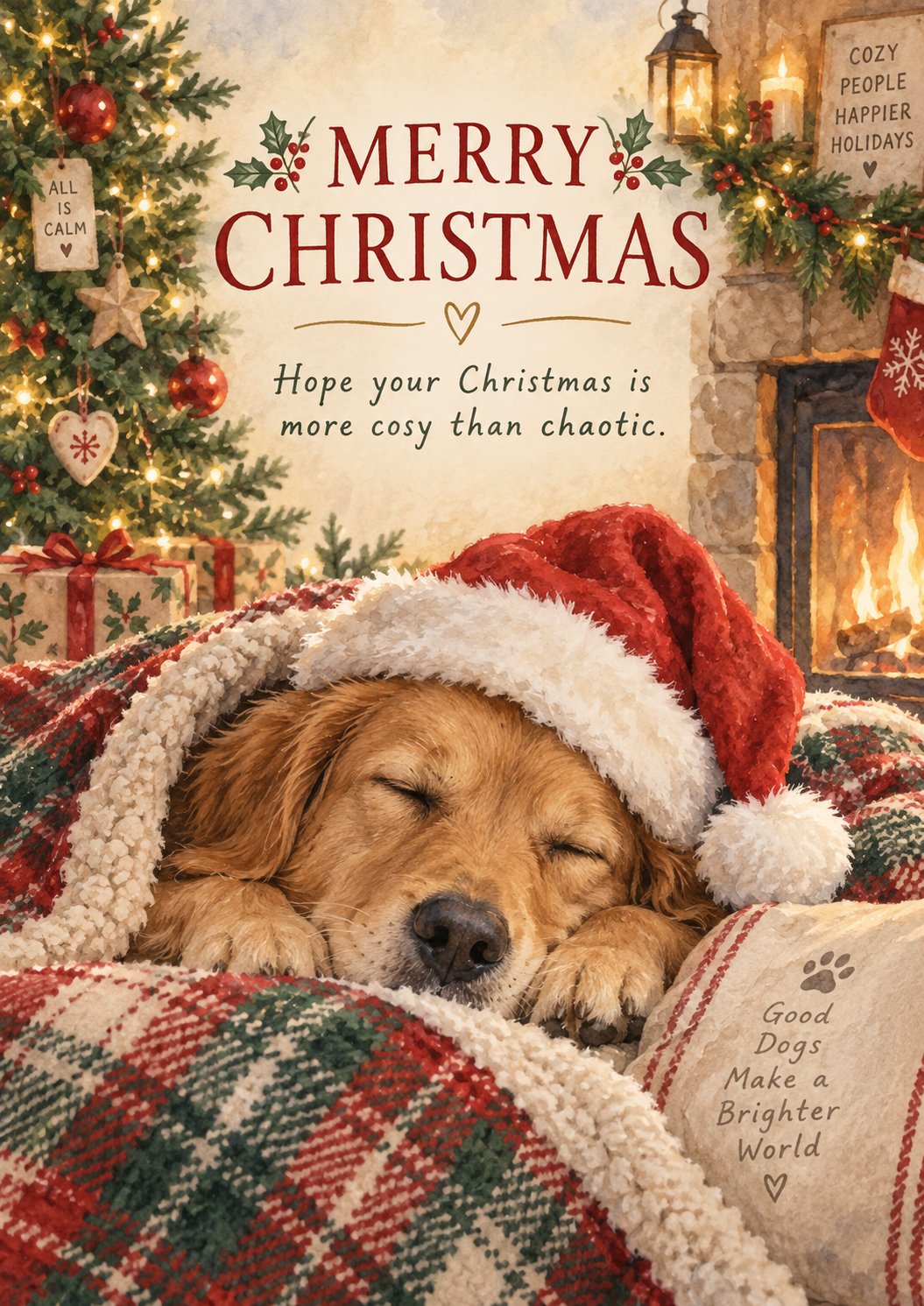 Cosy Christmas Dog By The Fire