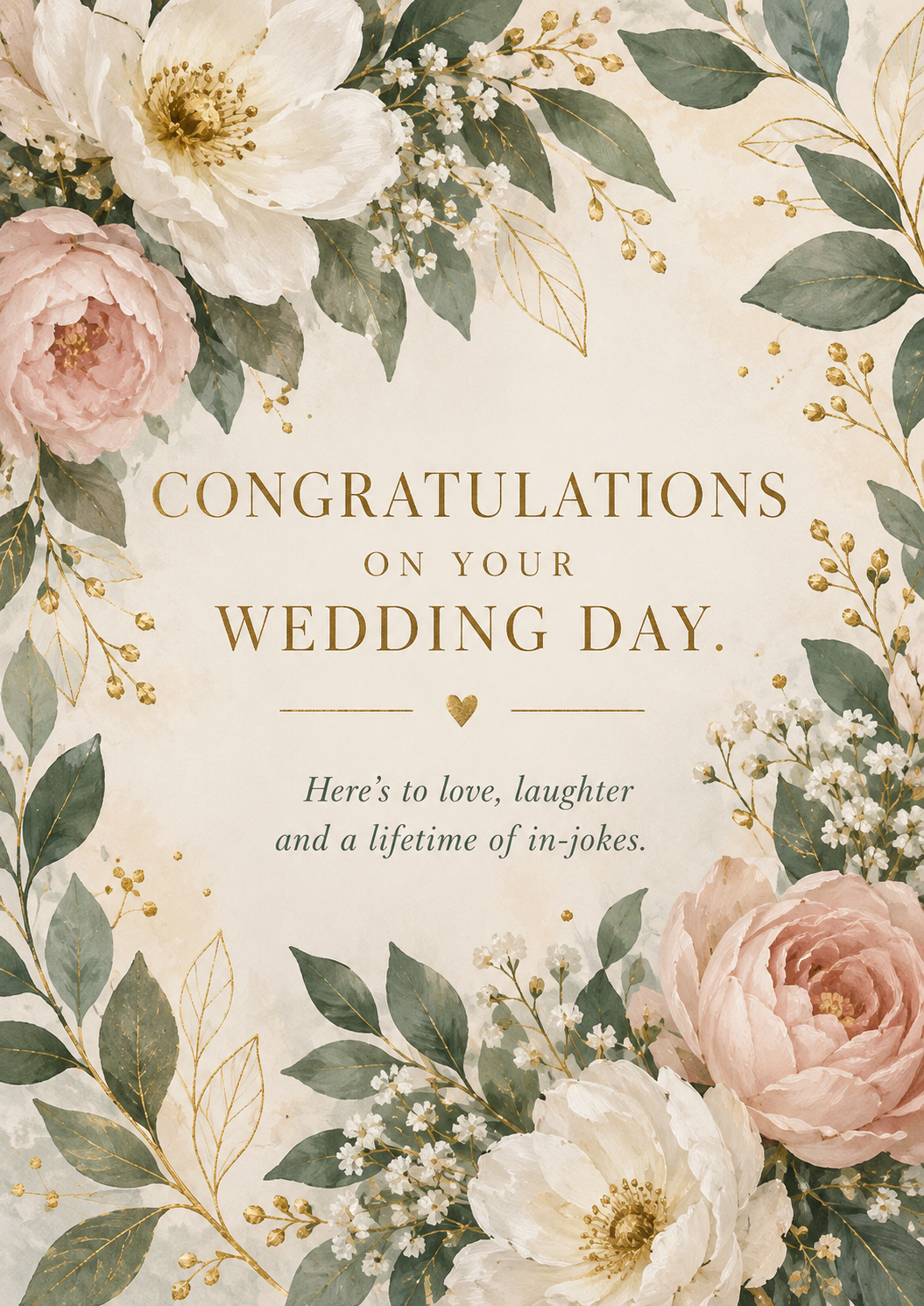 Elegant Botanical Wedding Congratulations Card