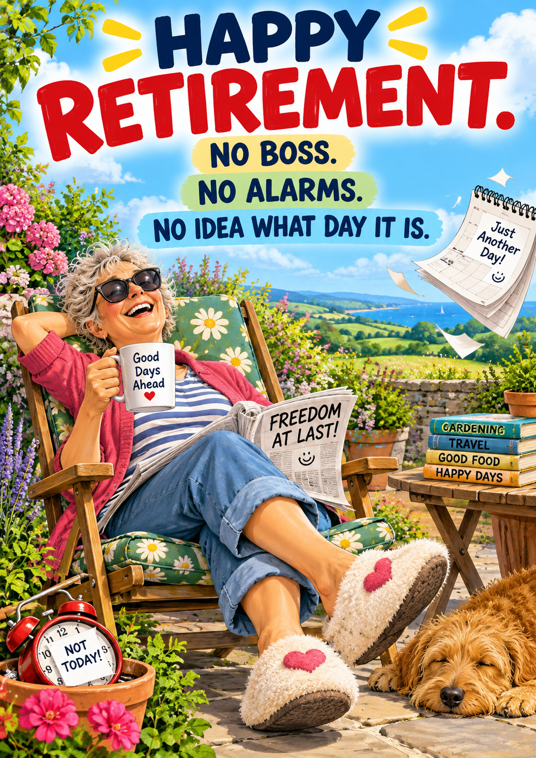 Happy Retirement. No Boss. No Alarms. No Idea What Day It Is.