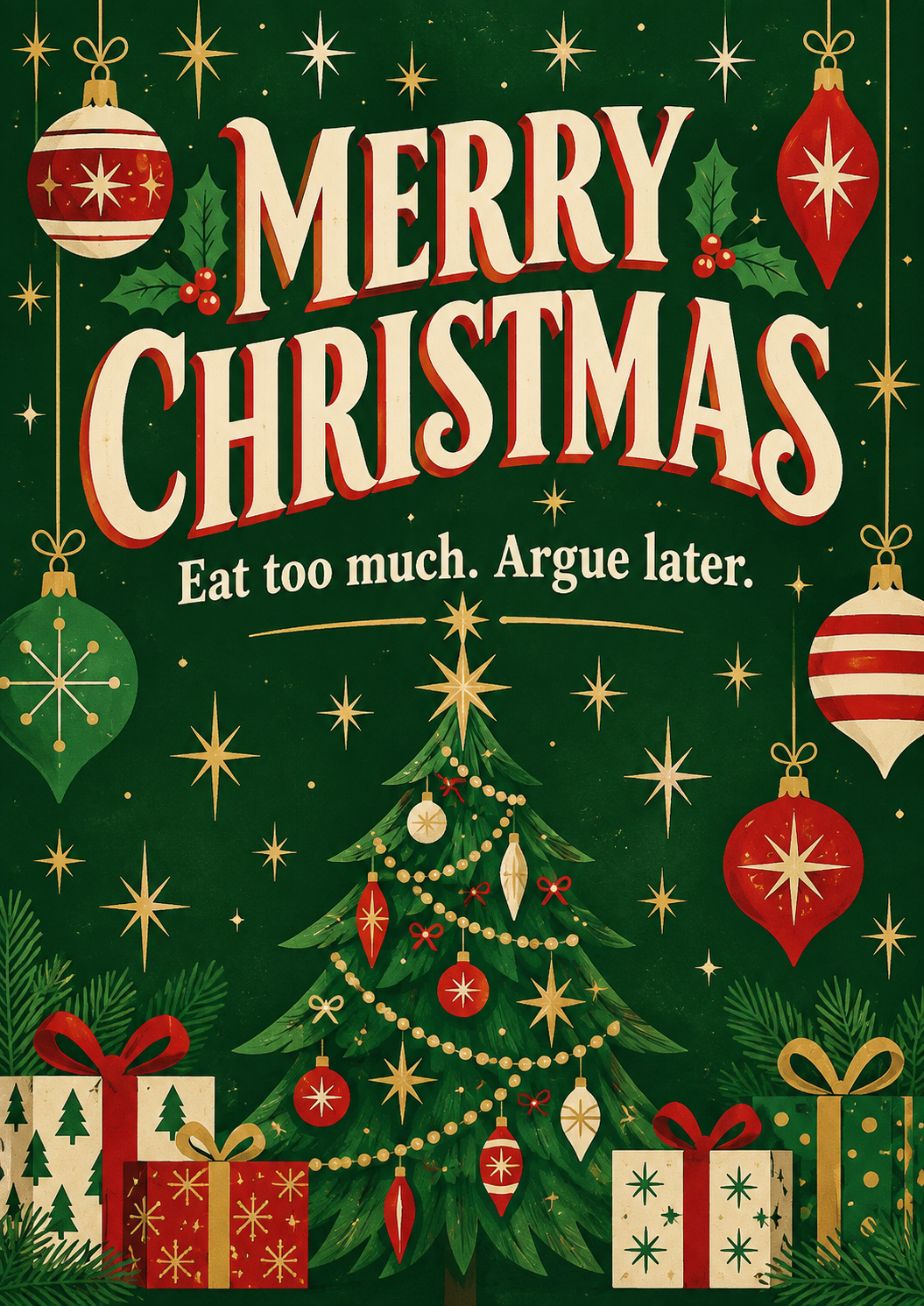 Merry Christmas Retro Holiday Poster