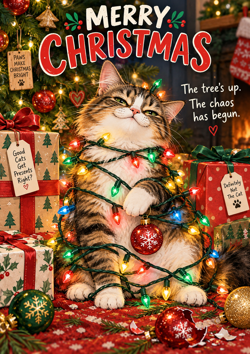 Mischievous Cat Christmas Chaos