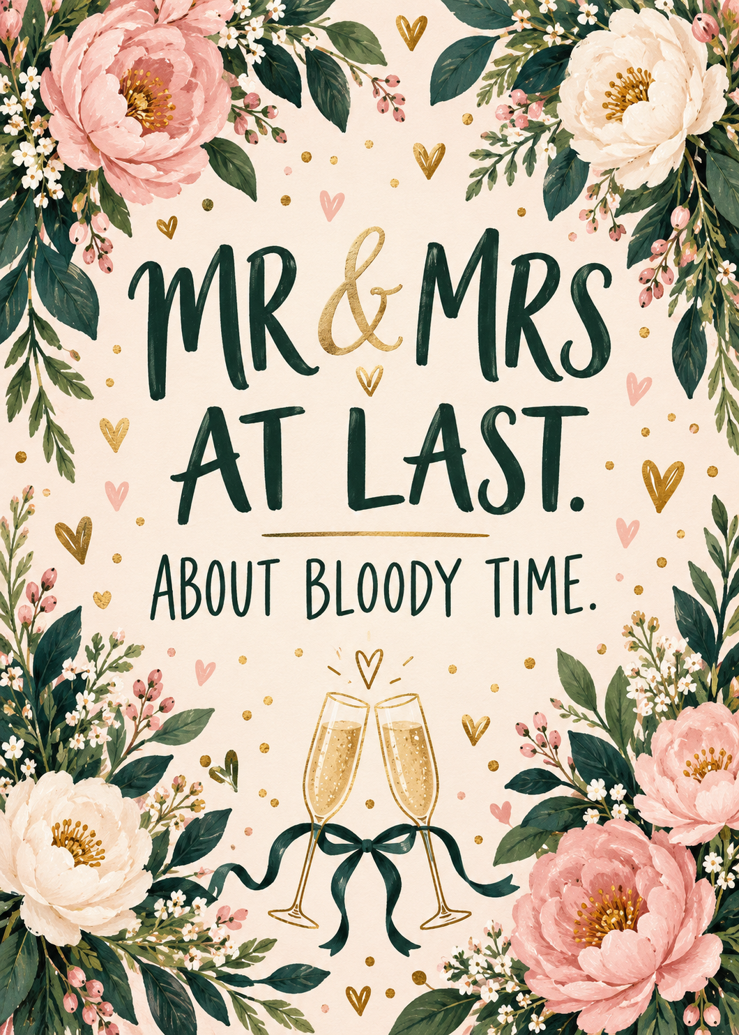 Whimsical Mr Mrs Wedding Card